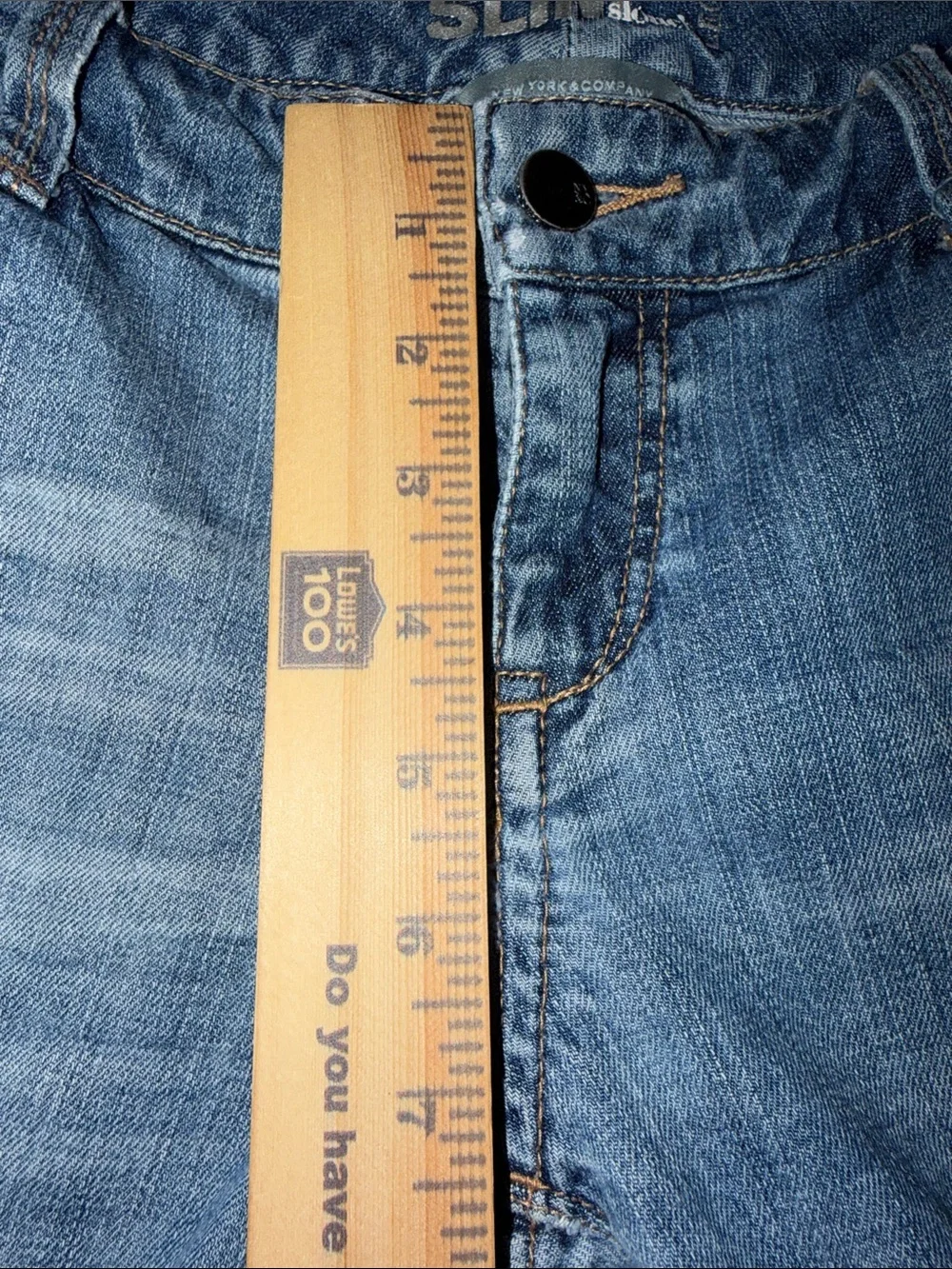 New York & Company Blue Distressed Straight-Leg Jeans
